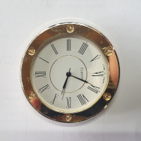50mm Gold Clock Fit Up White Face Roman Numbers